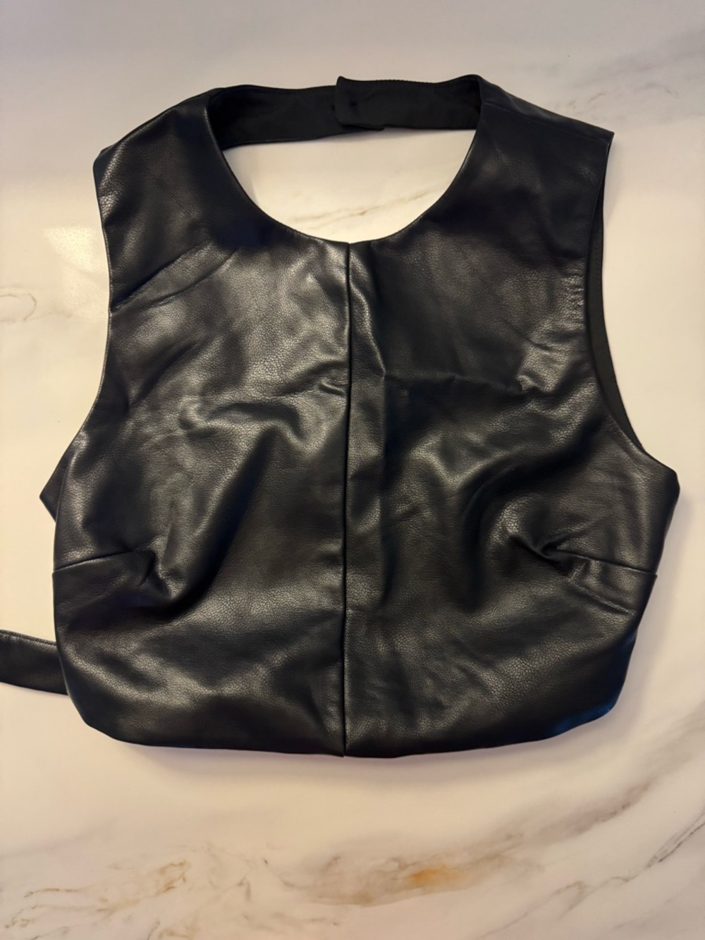 Edikted Black Faux Leather Crop Top